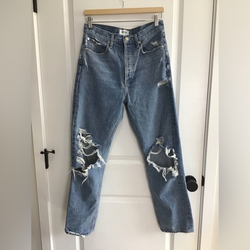 Agolde 90s Mid Rise Loose Straight Fit Womens 27 Jeans Fall Out Denim A069C-811 - Picture 1 of 5